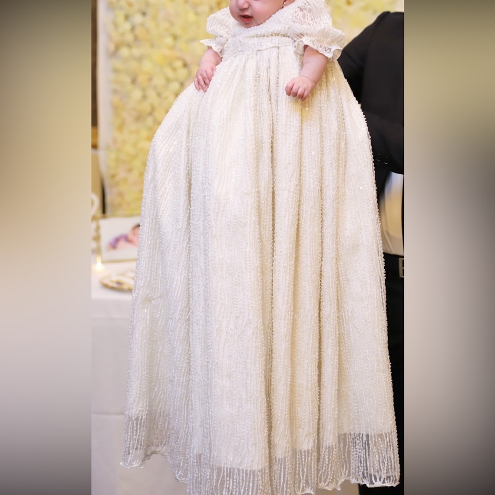 Elegant Cream Baptism Gown